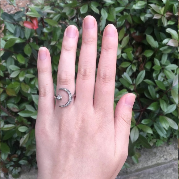 Star Moon 925Silver Ring Size Adjustable Ring - Picture 5 of 7